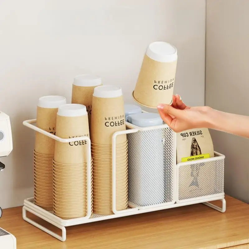 1Pcs Coffee Tea Condiment Accessories Holder Multifunction Disposable Coffee Cup Holder Organizer For Kitchen Office Break Room